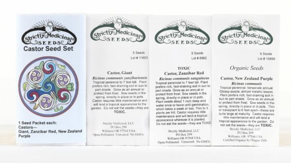 Castor Seed Set (3 seed packets): Giant, Zanzibar Red and New Zealand Purple