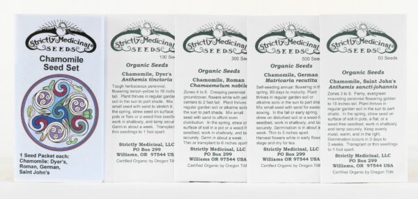 Chamomile Seed Set (4 packets): Chamomile--Dyer's, German, Roman and Saint John's, Organic