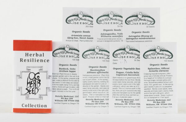 Herbal  Resilience  Seed  Collection (7 packets): Artemisia annua; Ashwagandha, Vedic; Astragalus; Burdock; Marshmallow; Pepper, Thai Volcano; Spilanthes, Official--all Organic - Image 2