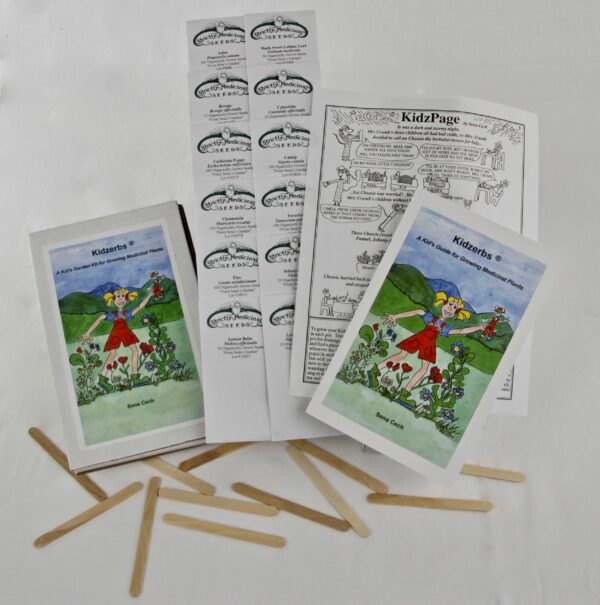 Kidzerbs Garden Kit in a box: row markers, kidzerbs book, 12 packets of seeds, organic