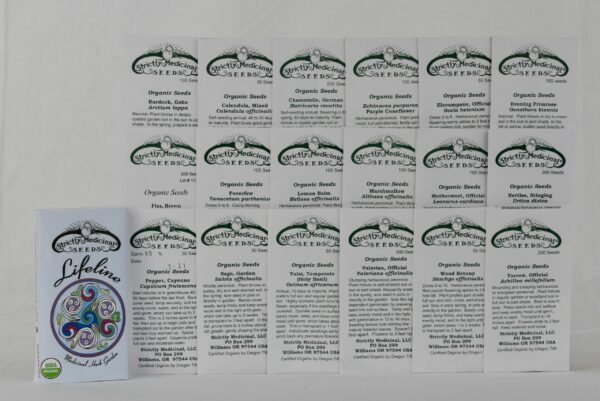 Lifeline Medicinal Herb Garden, 18 medicinal herb seed packets, organic