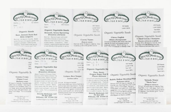 Snowdown Seed Collection, 11 packets of fall-sown vegetable seeds, Organic